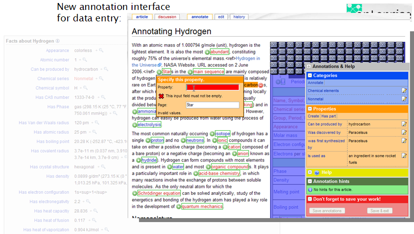 Semantic MediaWiki interface annotation interface much more detailed and structured
